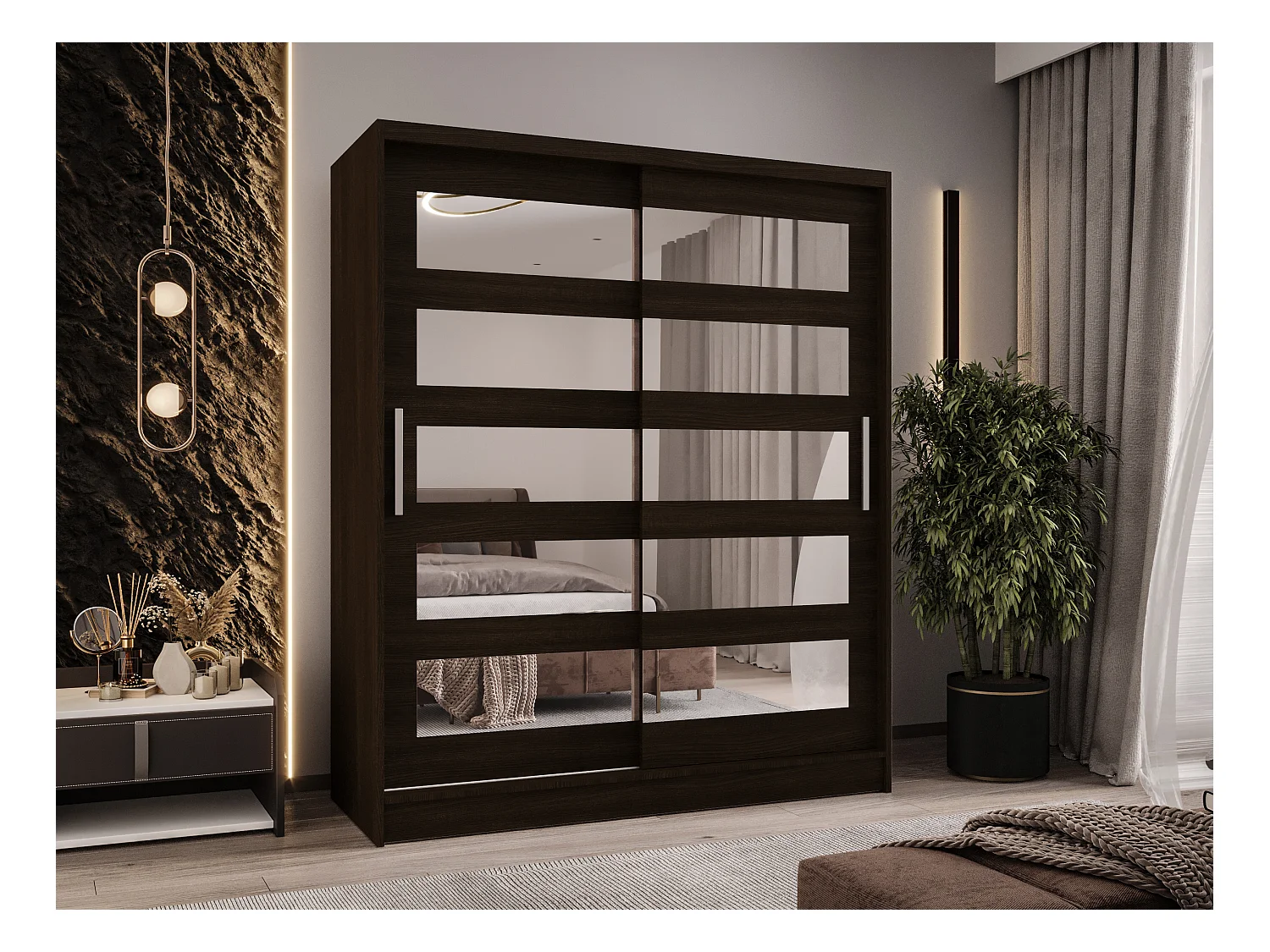 Zweitüriger Schiebeschrank mit Spiegeln WIENNA W5 Choco
