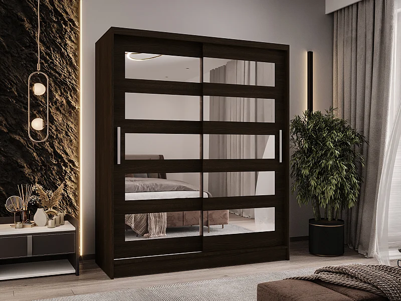 Zweitüriger Schiebeschrank mit Spiegeln WIENNA W5 Choco