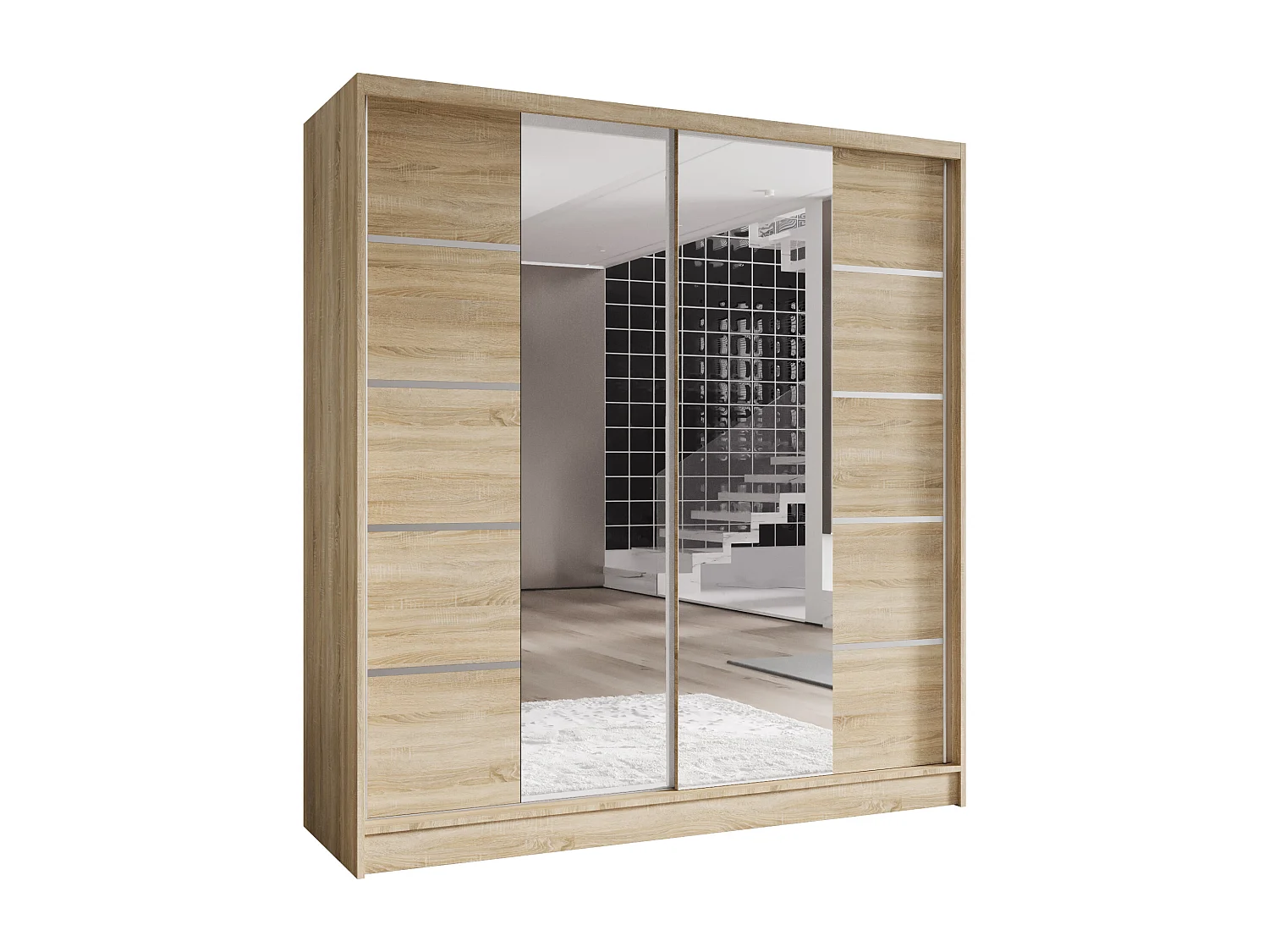Zweitüriger Schiebeschrank mit Spiegel TORONTO T5 Sonoma