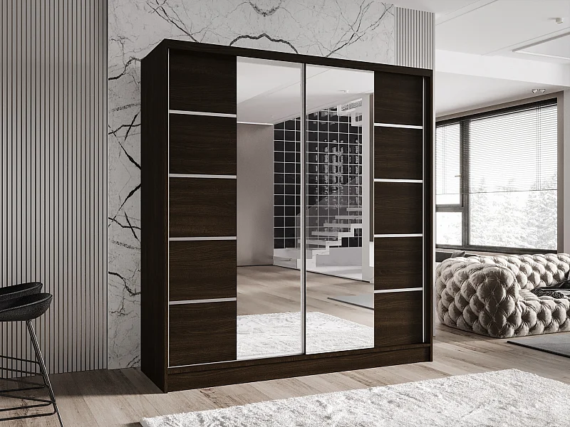 Zweitüriger Schiebeschrank mit Spiegel TORONTO T5 Choco