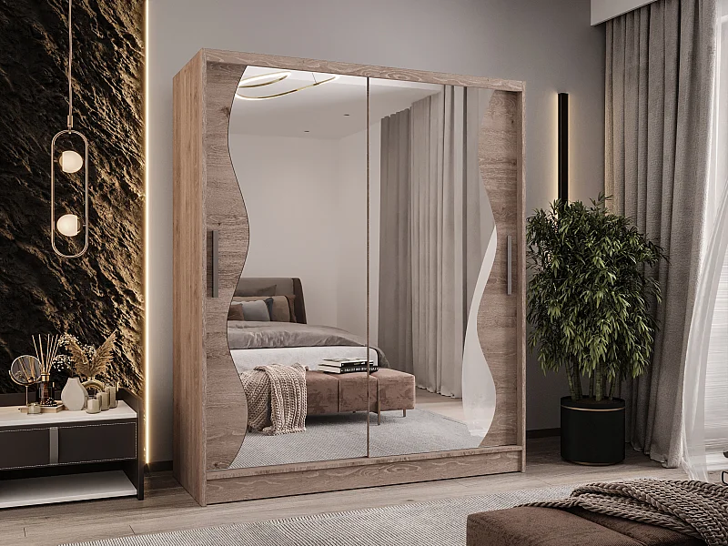 Zweitüriger Schiebeschrank mit Spiegel WIENNA WS Truffle