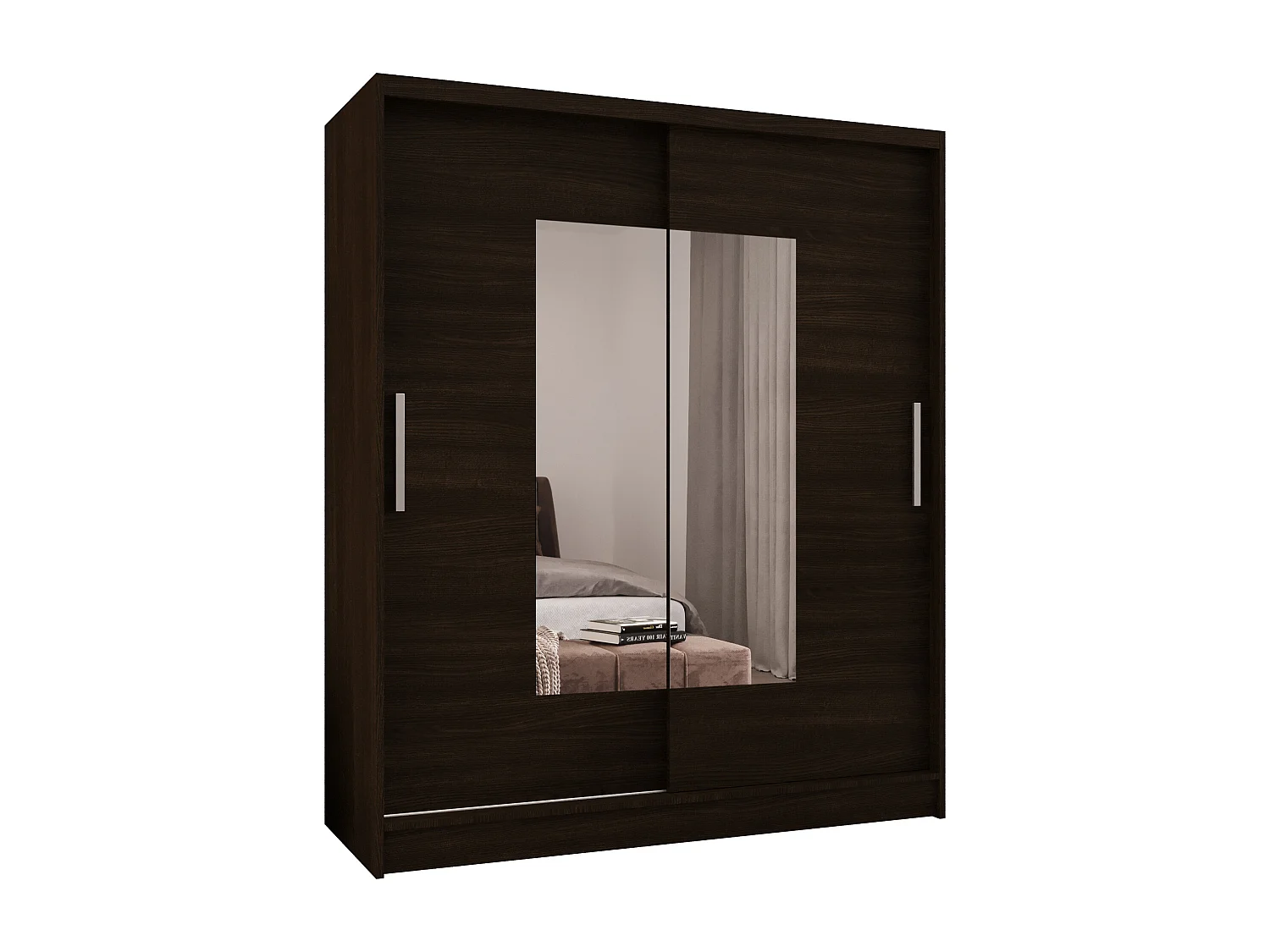 Zweitüriger Schiebeschrank mit Spiegel WIENNA W3 Choco