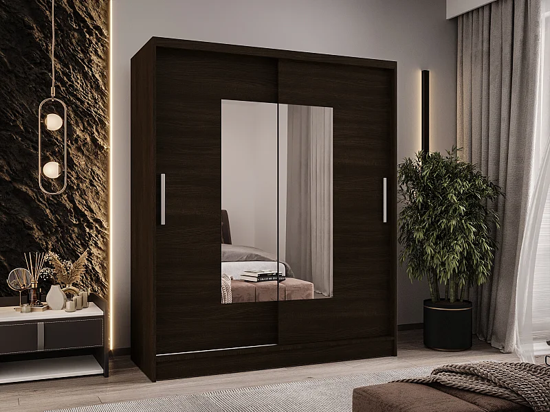 Zweitüriger Schiebeschrank mit Spiegel WIENNA W3 Choco