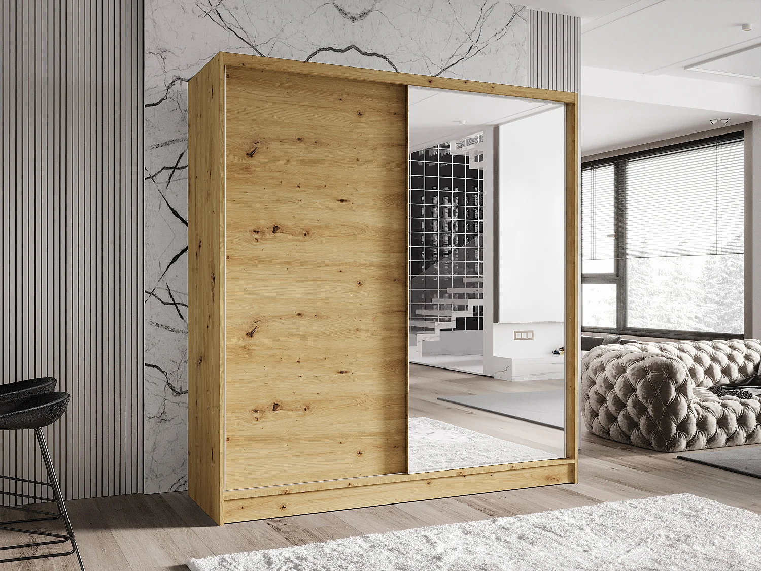 Zweitüriger Schiebeschrank mit Spiegel TORONTO T1 Artisan