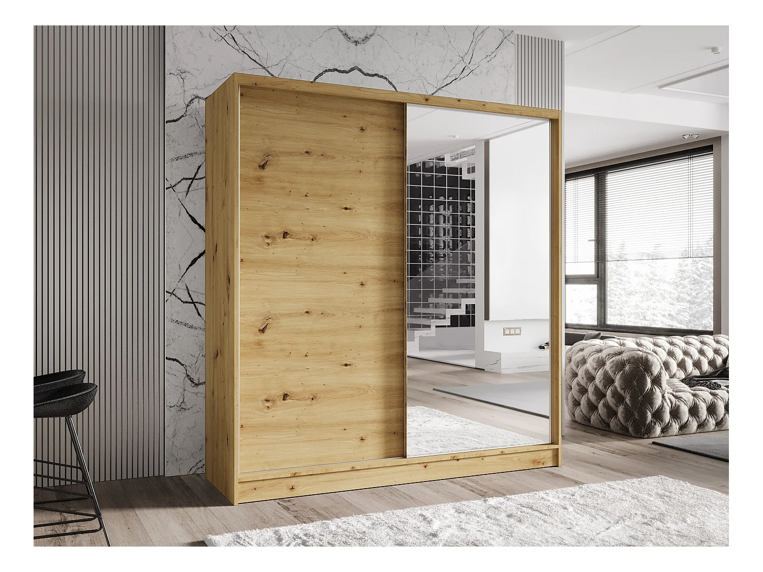 Zweitüriger Schiebeschrank mit Spiegel TORONTO T1 Artisan