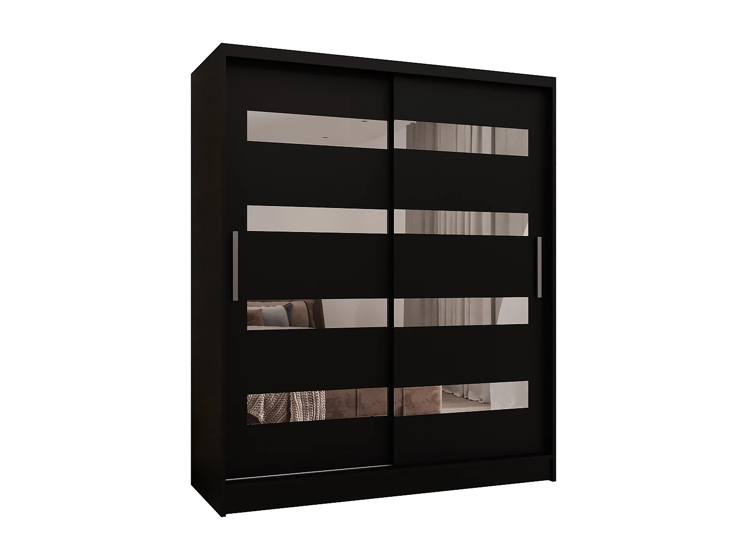 Zweitüriger Schiebeschrank mit Spiegel WIENNA W13 Schwarz