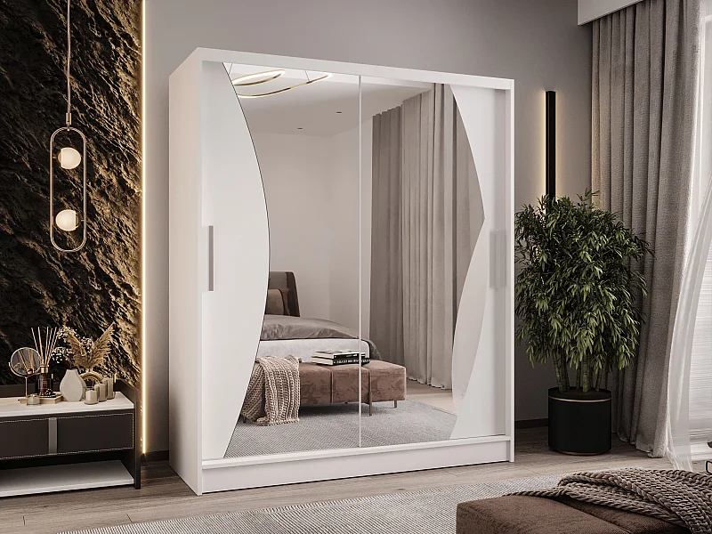 Zweitüriger Schiebeschrank mit Spiegel WIENNA W10 Weiß