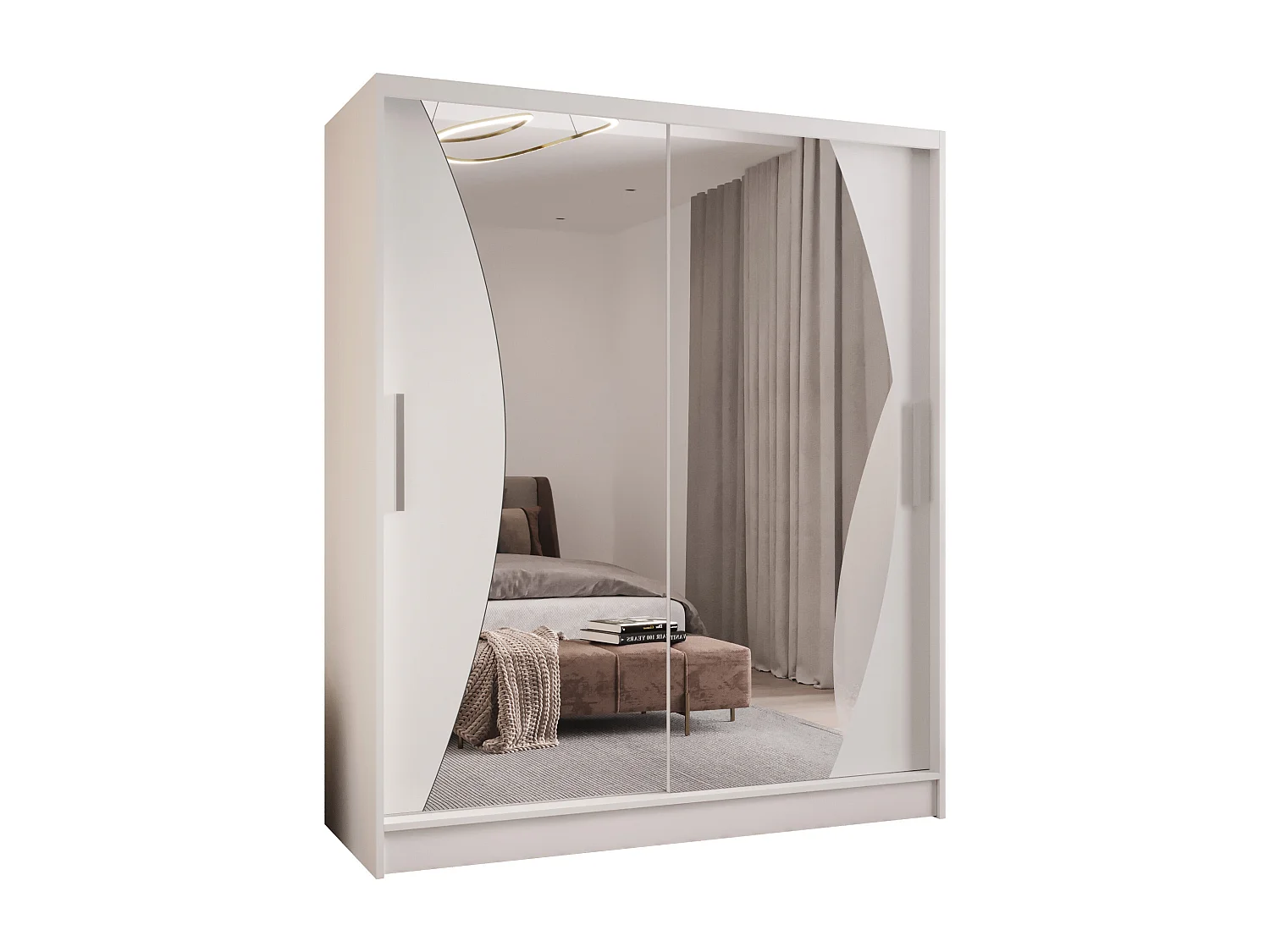 Zweitüriger Schiebeschrank mit Spiegel WIENNA W10 Weiß