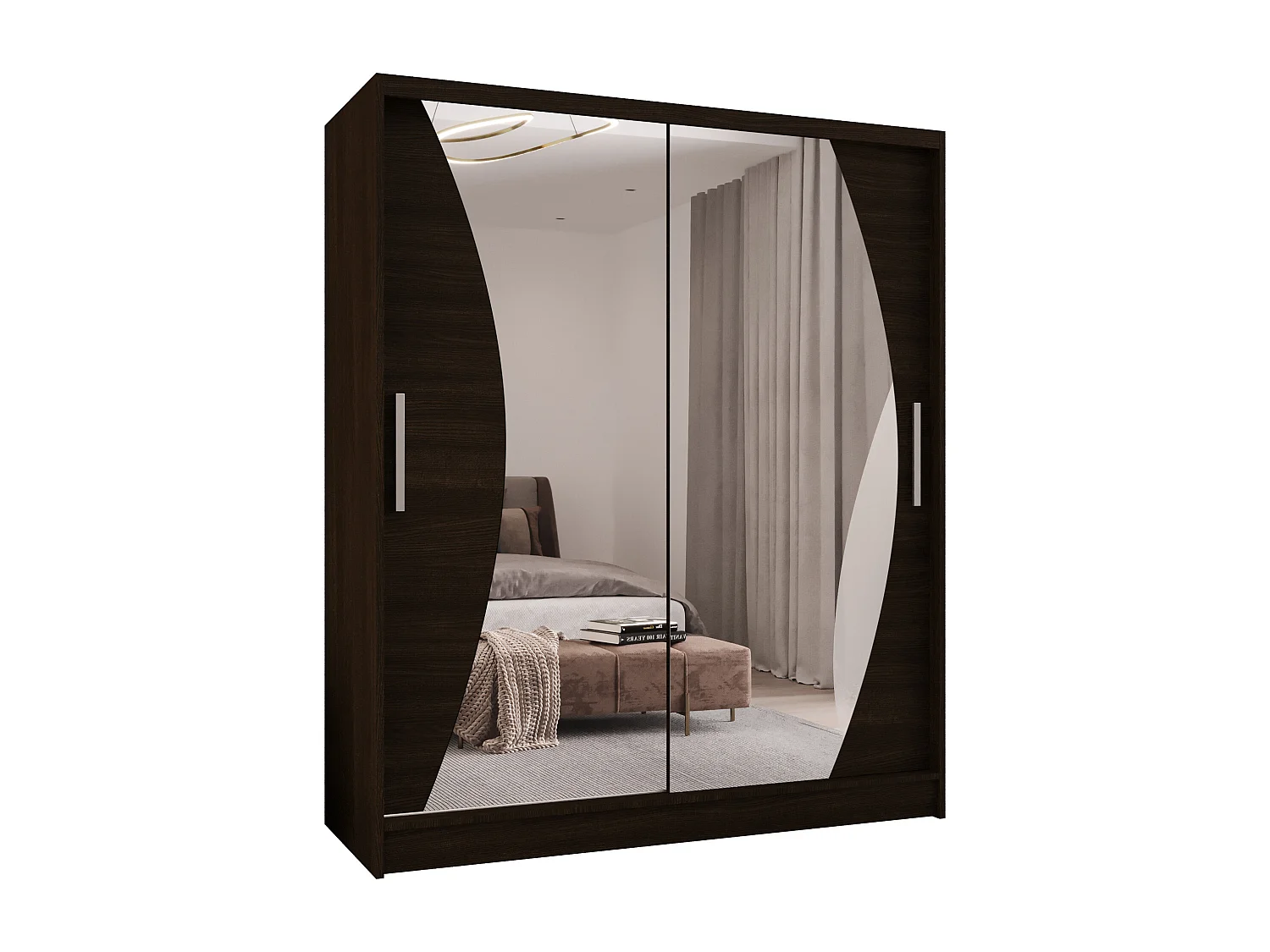 Zweitüriger Schiebeschrank mit Spiegel WIENNA W10 Choco