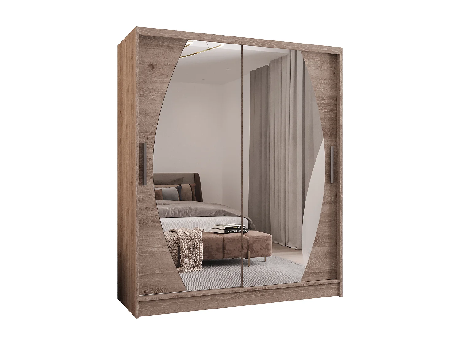 Zweitüriger Schiebeschrank mit Spiegel WIENNA 8W Truffle