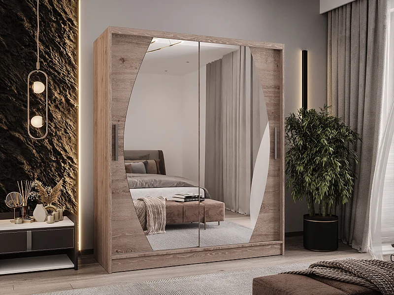 Zweitüriger Schiebeschrank mit Spiegel WIENNA 8W Truffle