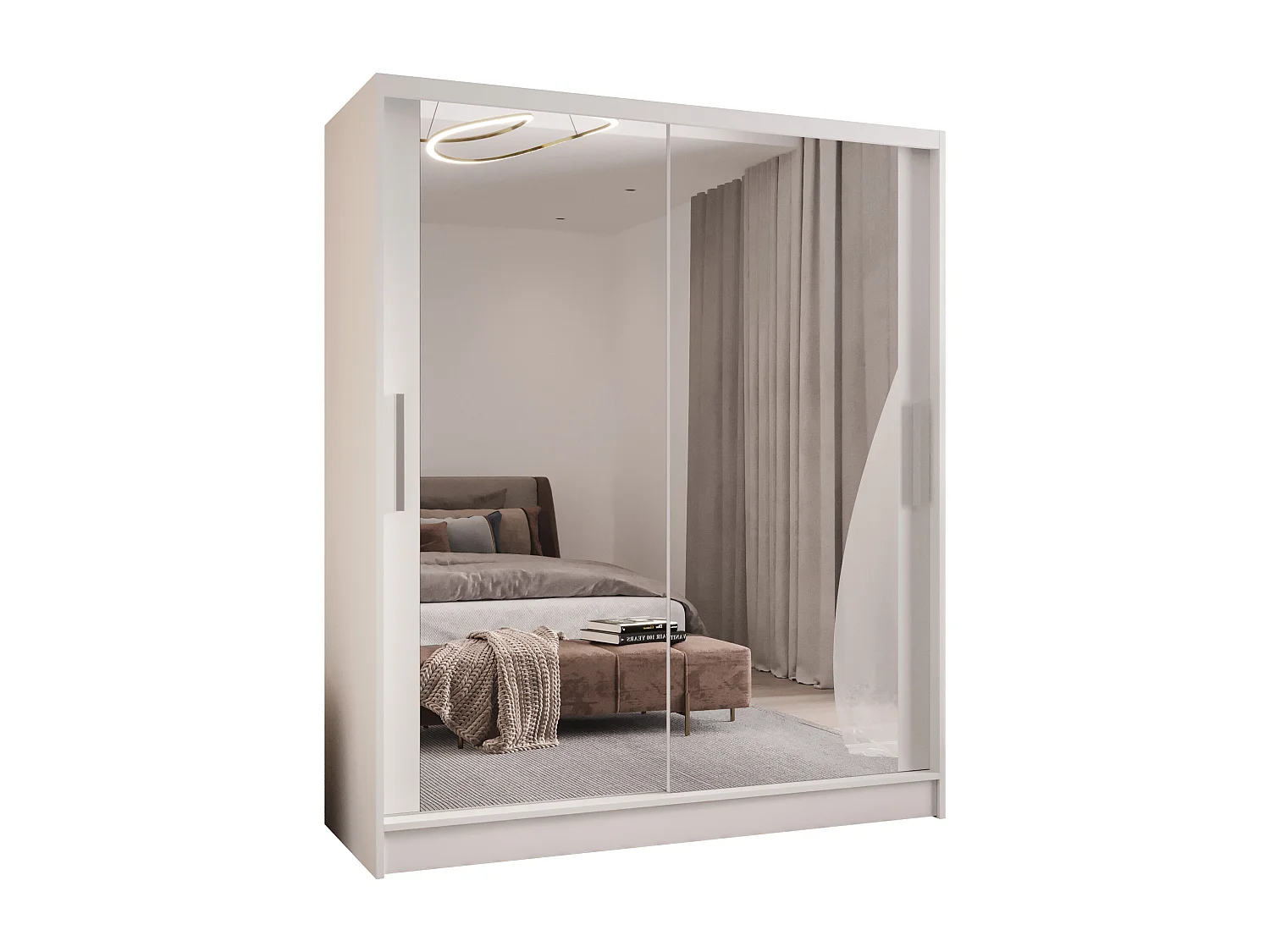 Zweitüriger Schiebeschrank mit Spiegel WIENNA W11 Weiß