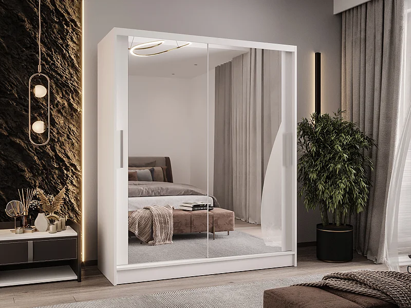 Zweitüriger Schiebeschrank mit Spiegel WIENNA W11 Weiß