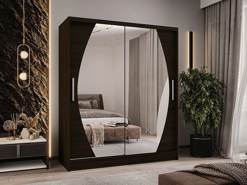 Zweitüriger Schiebeschrank mit Spiegel WIENNA W8 Choco