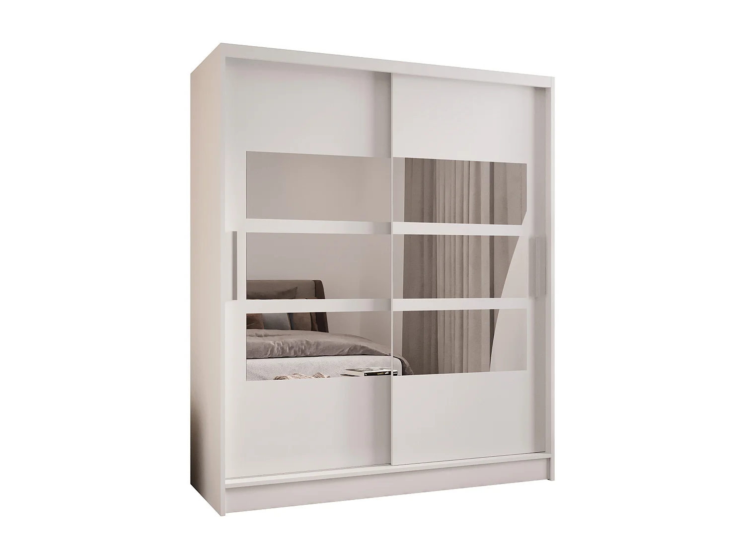 Zweitüriger Schiebeschrank mit Spiegel WIENNA W7 Weiß