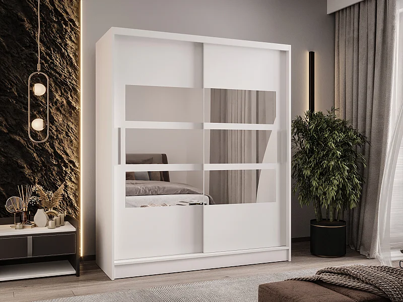 Zweitüriger Schiebeschrank mit Spiegel WIENNA W7 Weiß