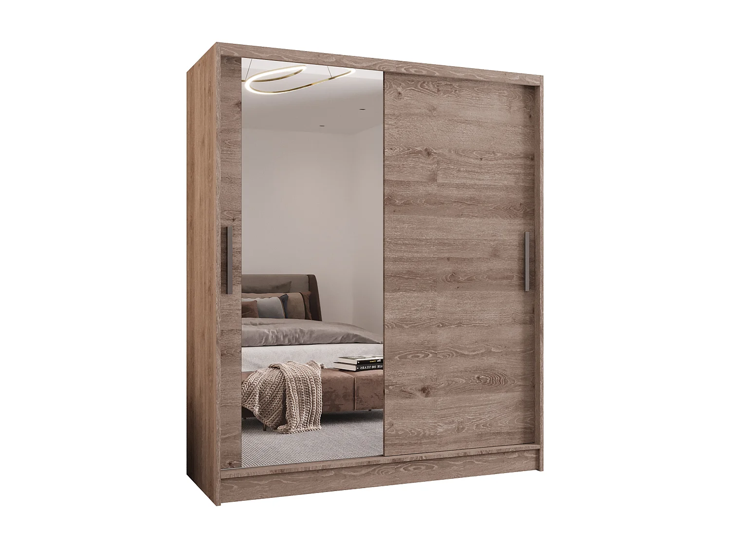 Zweitüriger Schiebeschrank mit Spiegel WIENNA W6 Truffle