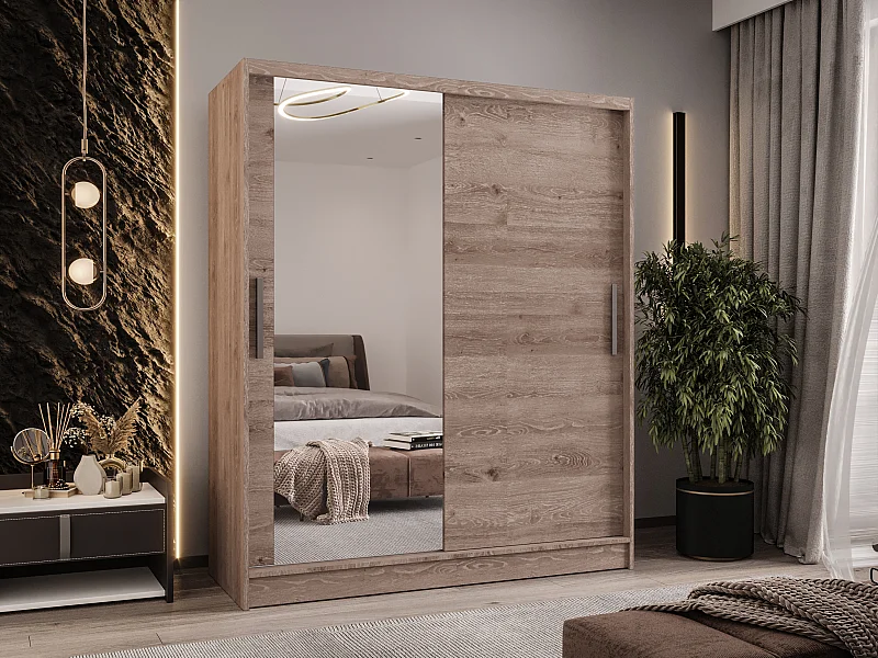 Zweitüriger Schiebeschrank mit Spiegel WIENNA W6 Truffle