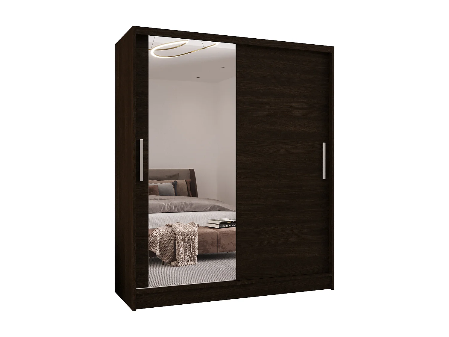 Zweitüriger Schiebeschrank mit Spiegel WIENNA W6 Choco