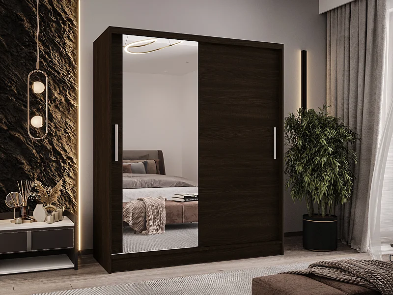 Zweitüriger Schiebeschrank mit Spiegel WIENNA W6 Choco