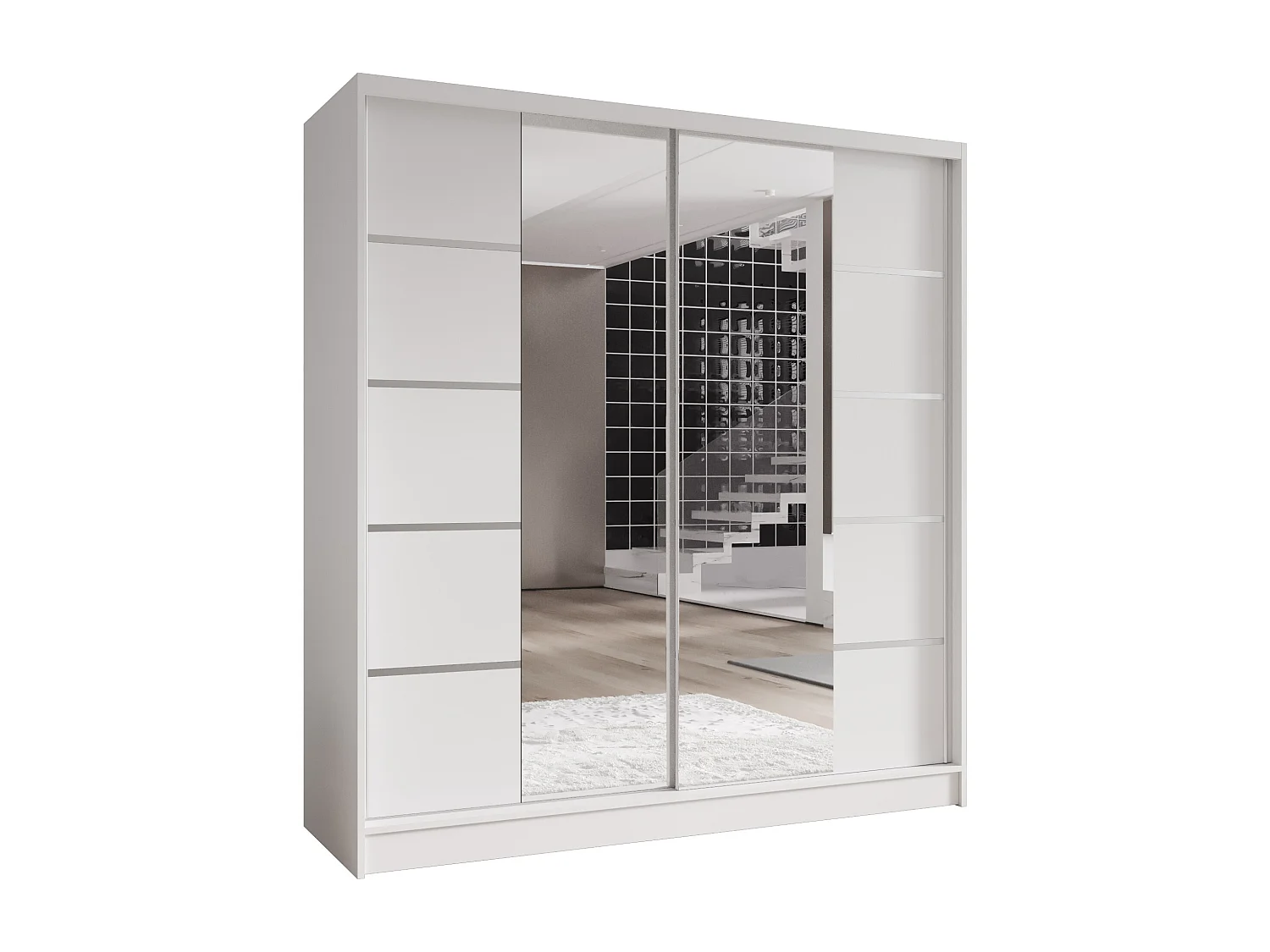 Zweitüriger Schiebeschrank mit Spiegel TORONTO T5 Weiß