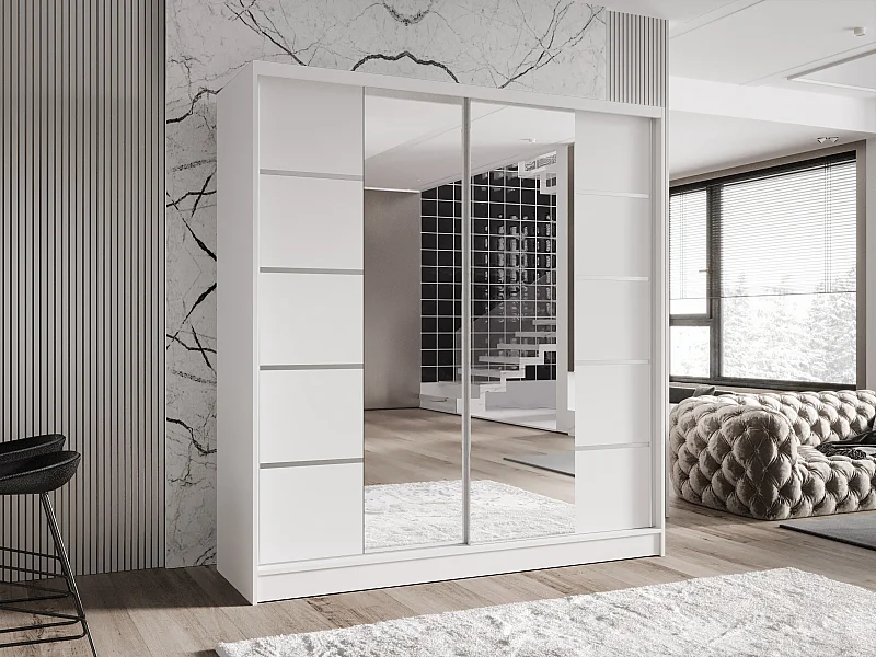 Zweitüriger Schiebeschrank mit Spiegel TORONTO T5 Weiß