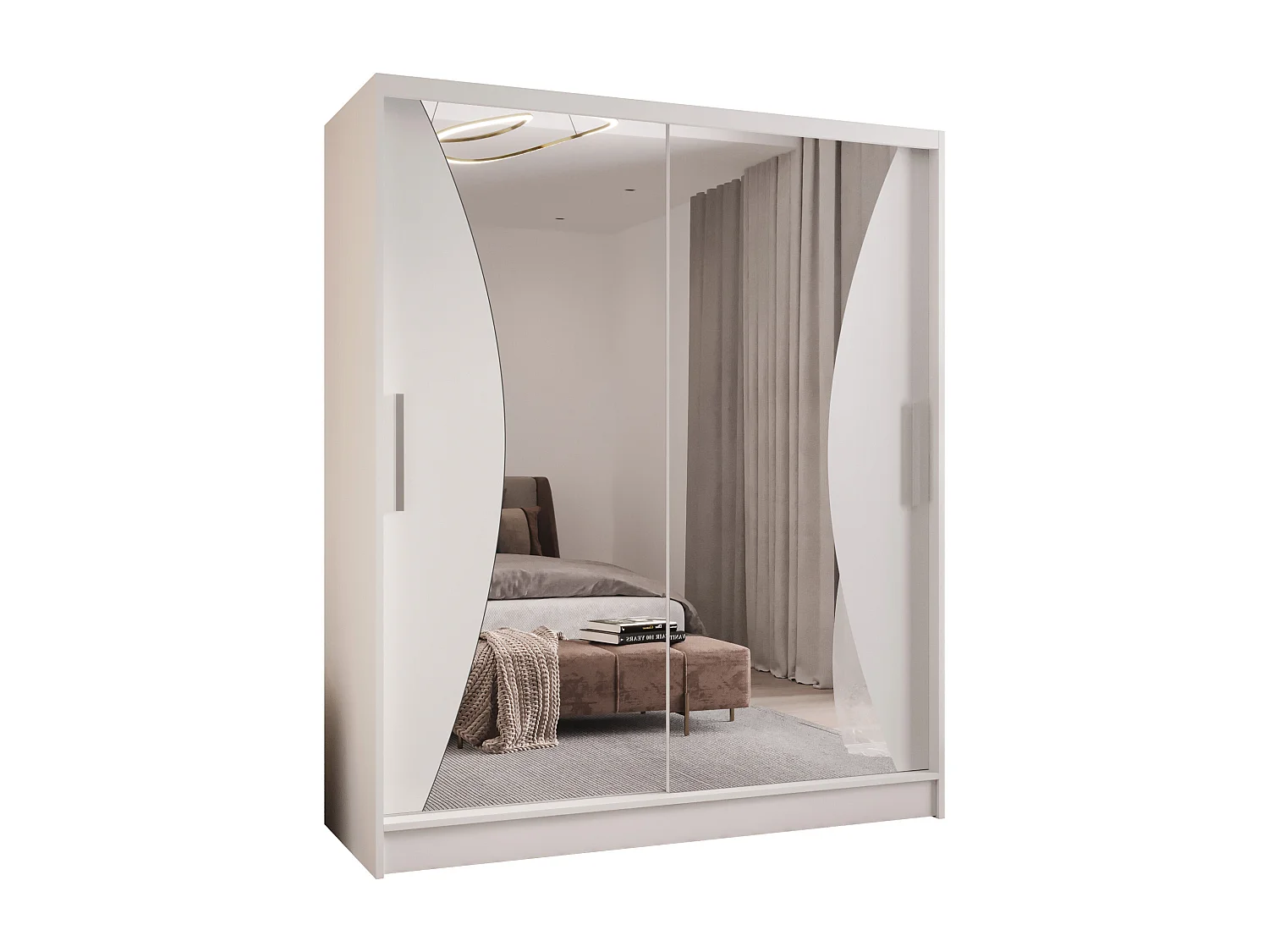 Zweitüriger Schiebeschrank mit Spiegel WIENNA W9 Weiß