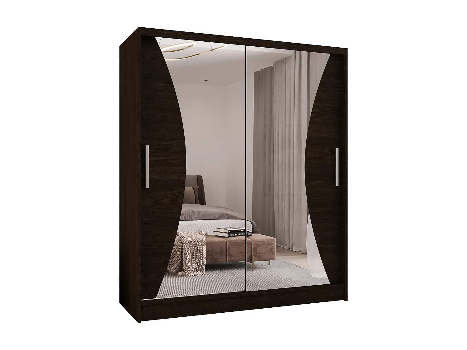 Zweitüriger Schiebeschrank mit Spiegel WIENNA W9 Choco