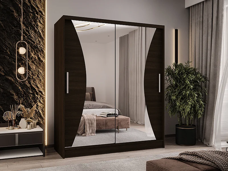 Zweitüriger Schiebeschrank mit Spiegel WIENNA W9 Choco