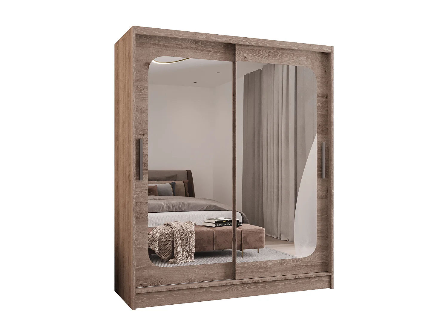 Zweitüriger Schiebeschrank mit Spiegel WIENNA W12 Truffle