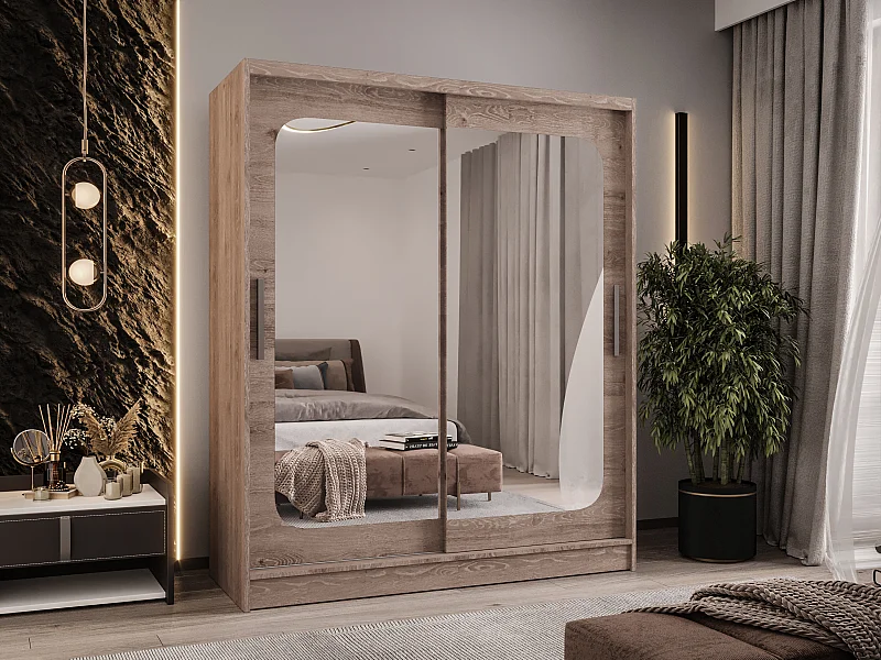 Zweitüriger Schiebeschrank mit Spiegel WIENNA W12 Truffle