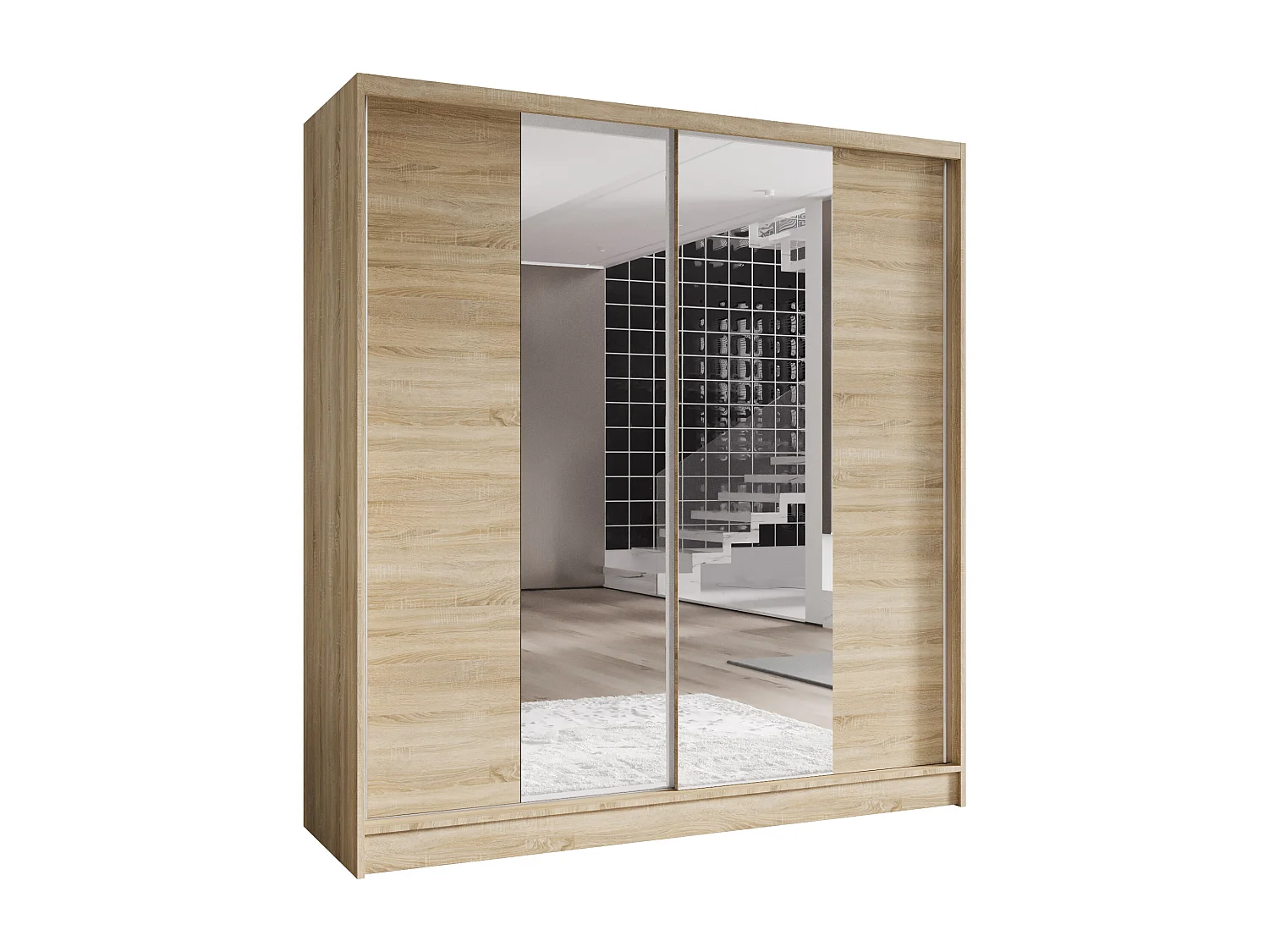 Zweitüriger Schiebeschrank mit Spiegel TORONTO T2 Sonoma