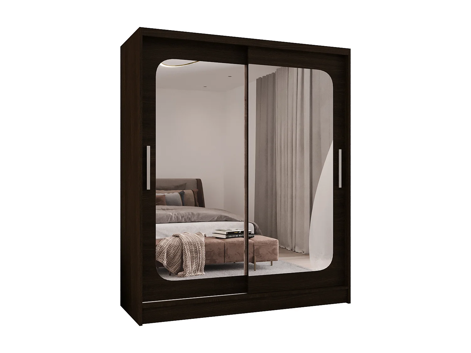 Zweitüriger Schiebeschrank mit Spiegel WIENNA W12 Choco