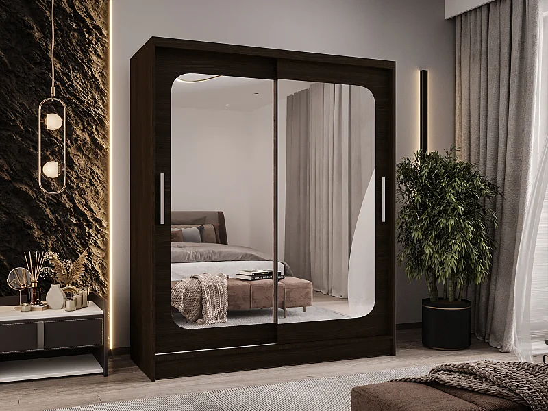 Zweitüriger Schiebeschrank mit Spiegel WIENNA W12 Choco