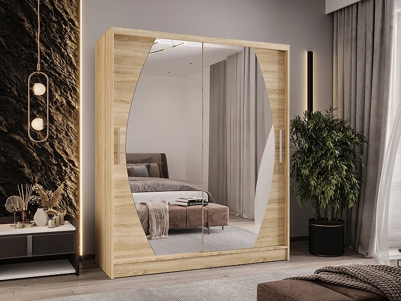Zweitüriger Schiebeschrank mit Spiegel WIENNA W8 Sonoma