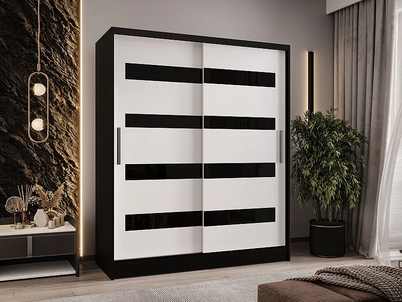 Zweitüriger Schiebeschrank WIENNA W4 Schwarz\Weiß