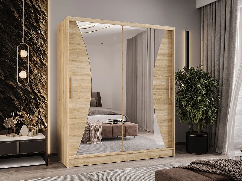 Zweitüriger Schiebeschrank mit Spiegel WIENNA W9 Sonoma