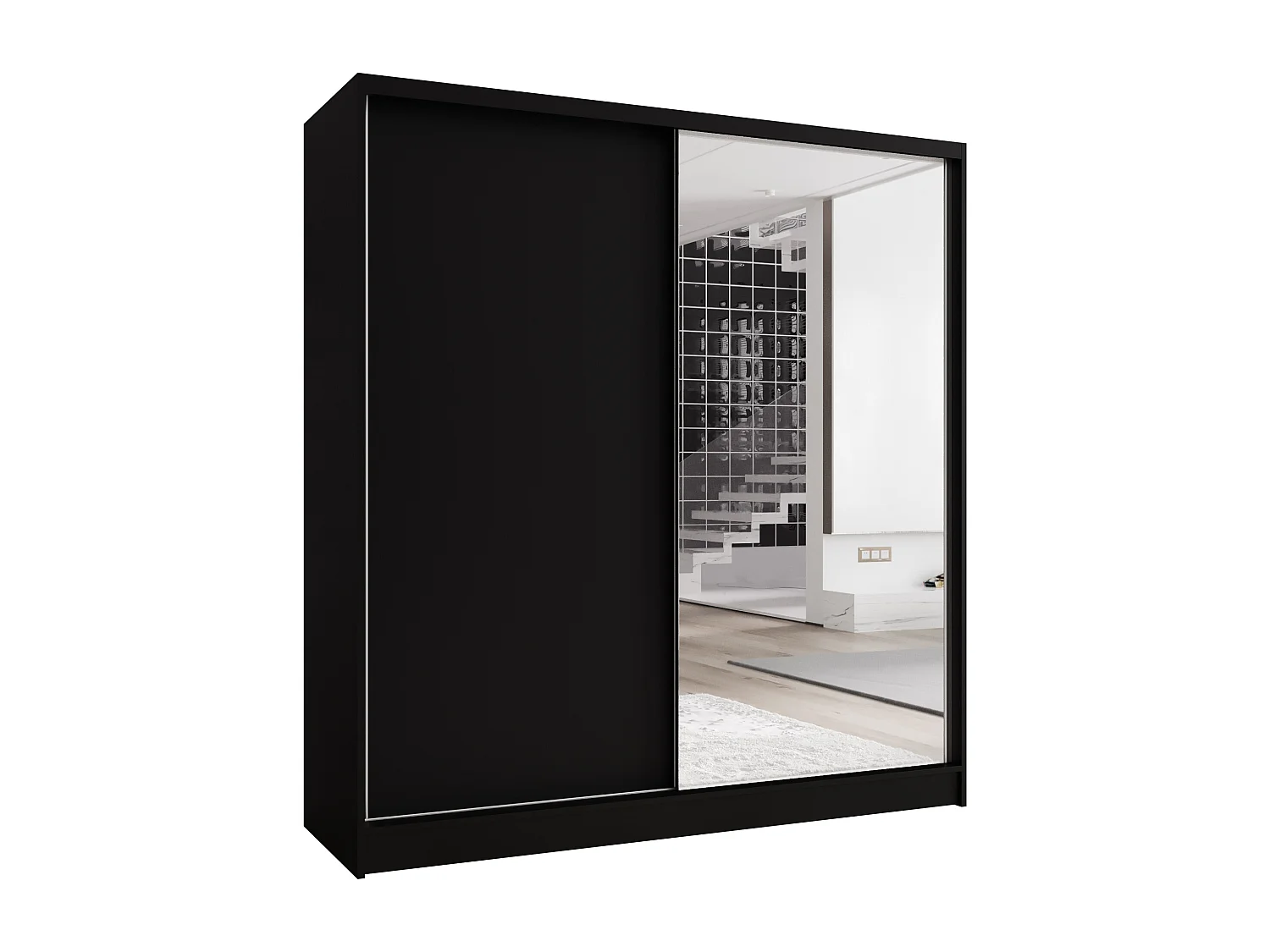 Zweitüriger Schiebeschrank mit Spiegel TORONTO T1 Schwarz