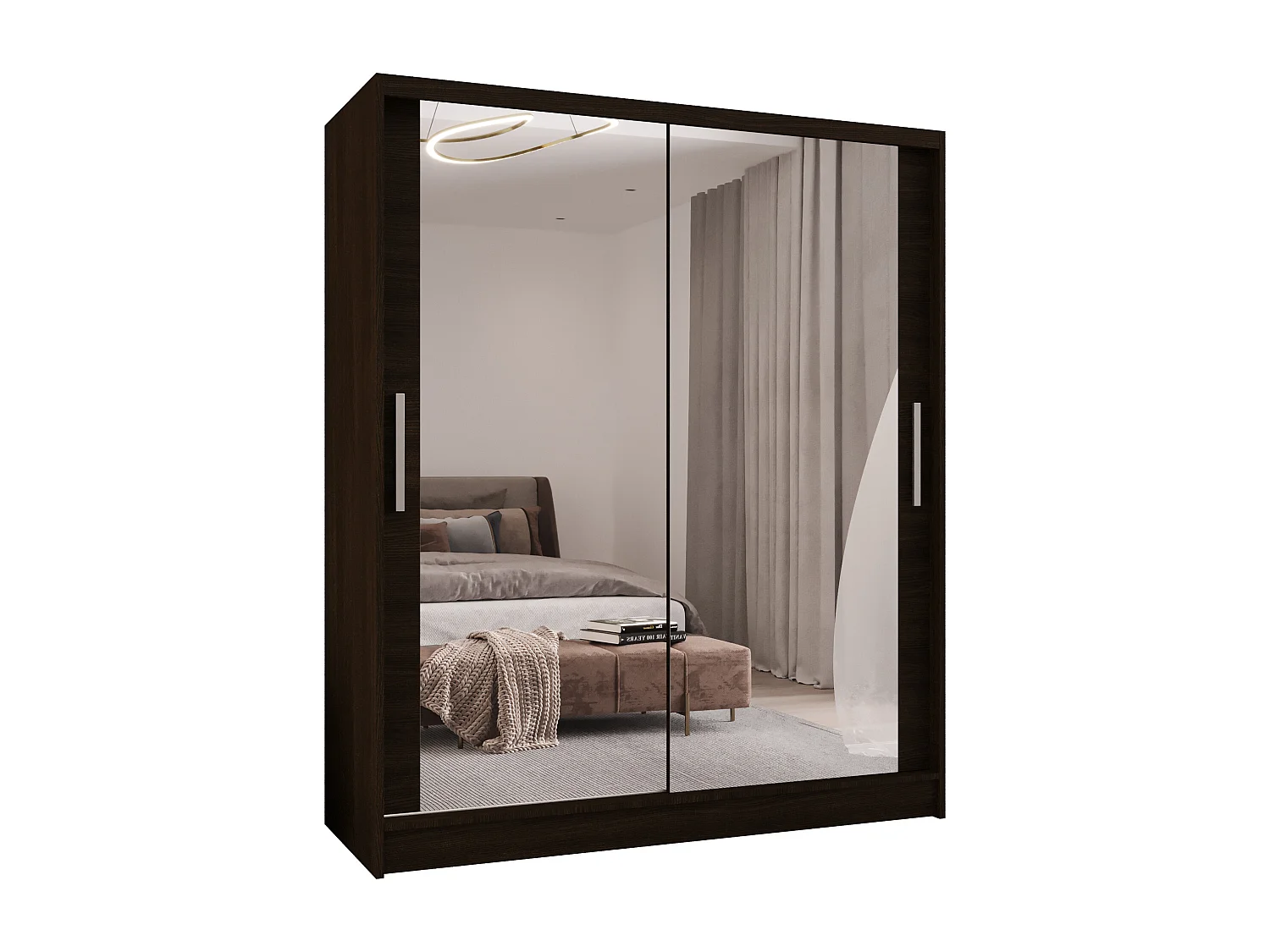 Zweitüriger Schiebeschrank mit Spiegel WIENNA W11 Choco