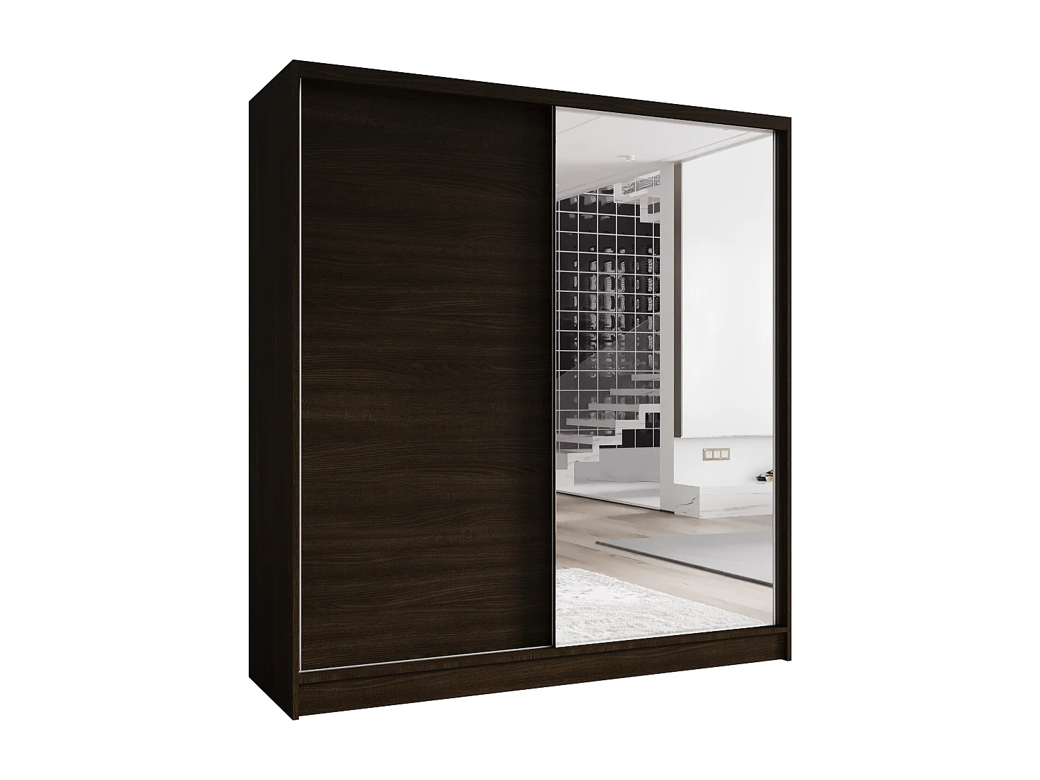 Zweitüriger Schiebeschrank mit Spiegel TORONTO T1 Choco