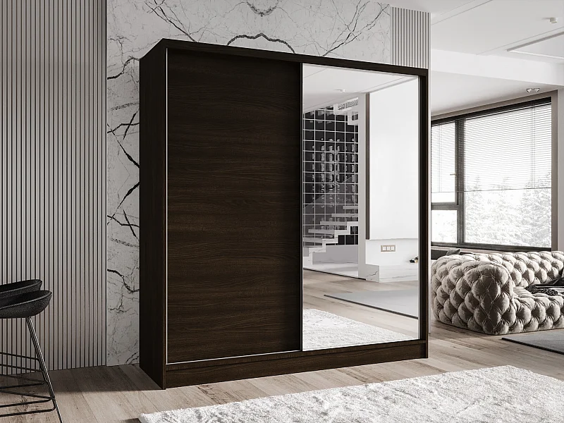 Zweitüriger Schiebeschrank mit Spiegel TORONTO T1 Choco