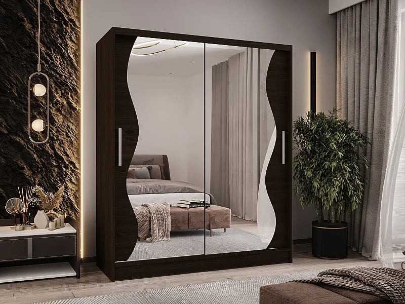 Zweitüriger Schiebeschrank mit Spiegel WIENNA WS Choco