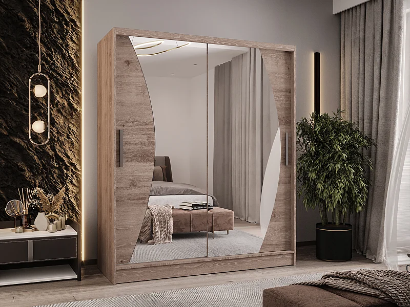 Zweitüriger Schiebeschrank mit Spiegel WIENNA W10 Truffle