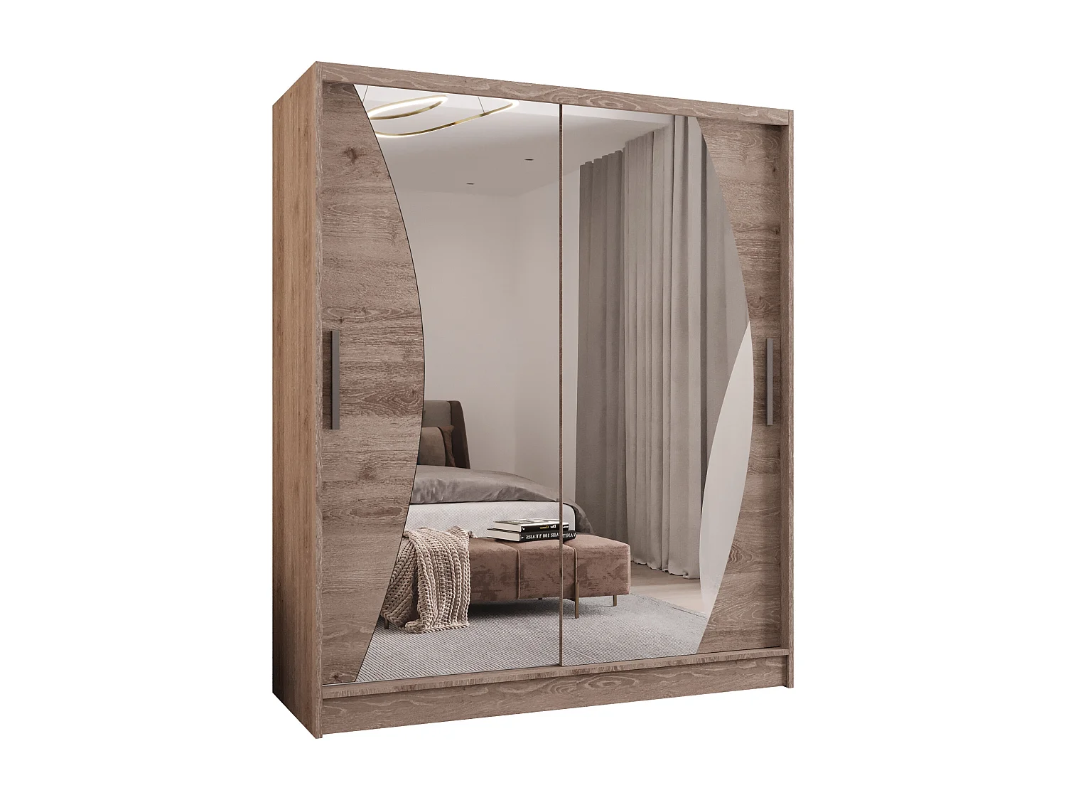 Zweitüriger Schiebeschrank mit Spiegel WIENNA W10 Truffle