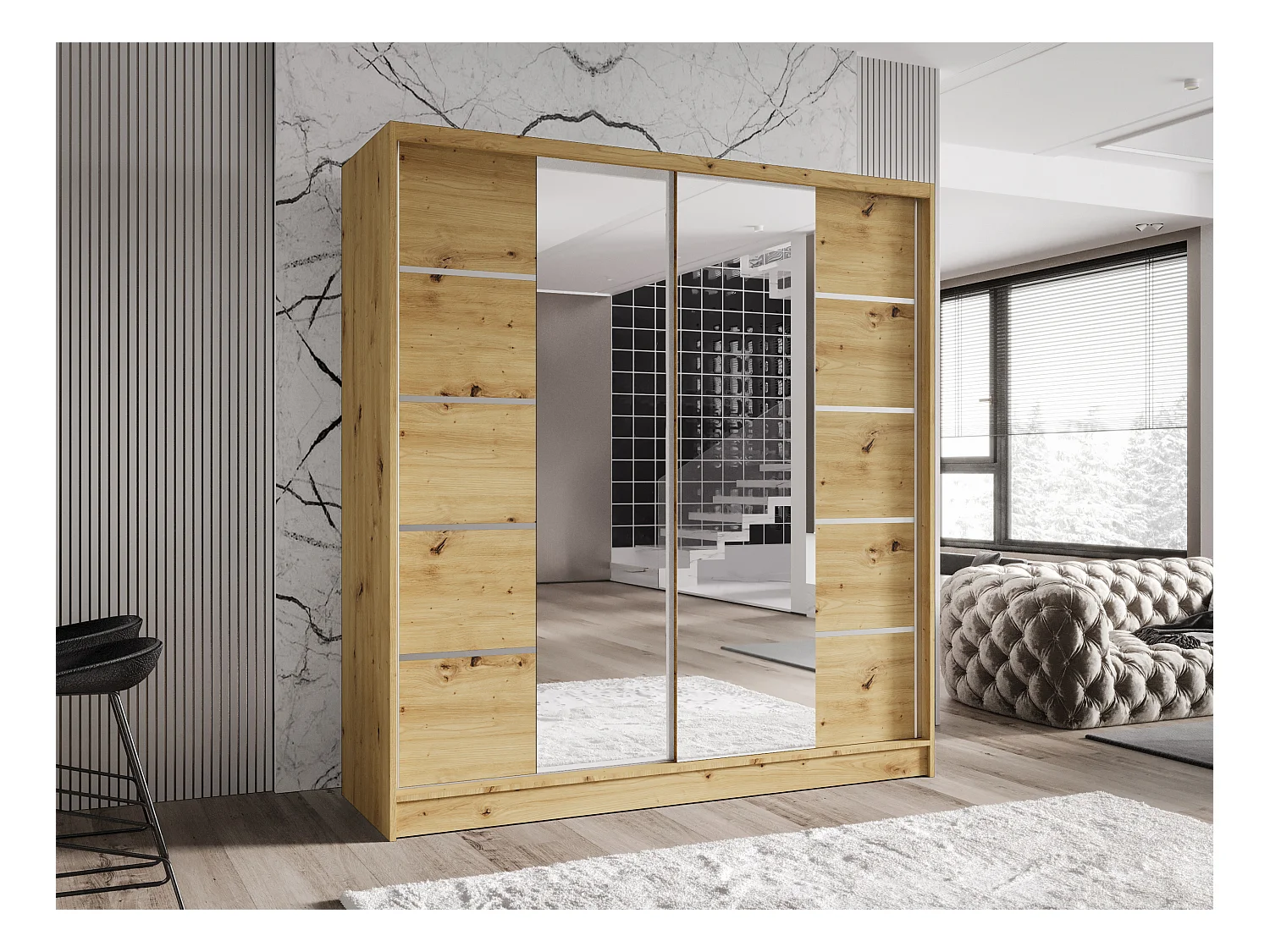 Zweitüriger Schiebeschrank mit Spiegel TORONTO T5 Artisan