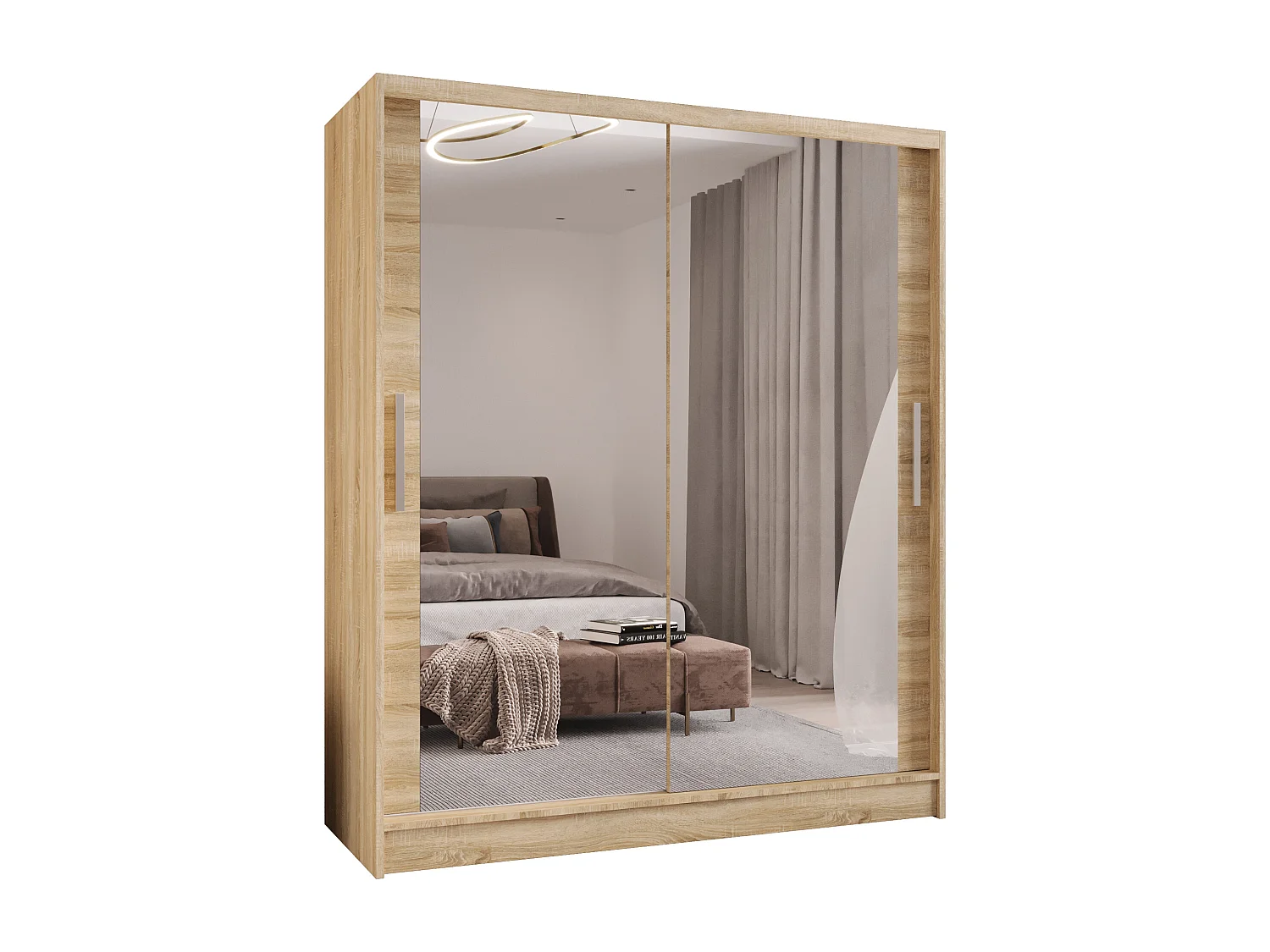 Zweitüriger Schiebeschrank mit Spiegel WIENNA W11 Sonoma