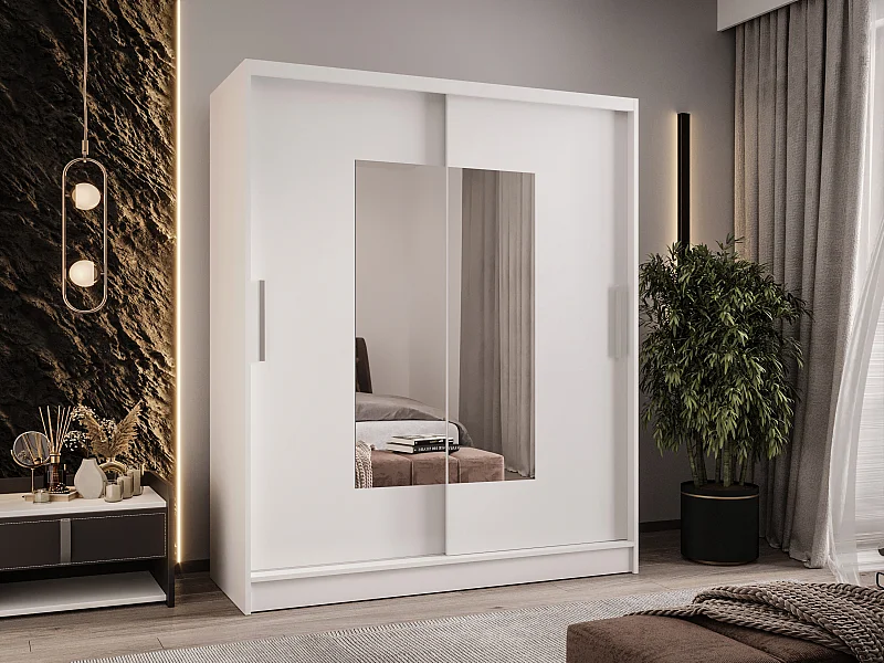 Zweitüriger Schiebeschrank mit Spiegel WIENNA W3 Weiß