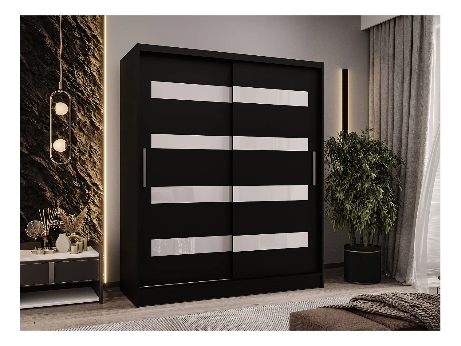 Zweitüriger Schiebeschrank WIENNA W4 Schwarz