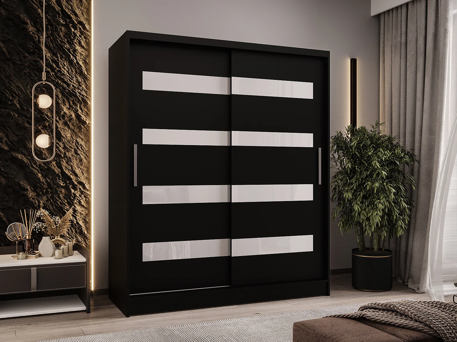 Zweitüriger Schiebeschrank WIENNA W4 Schwarz