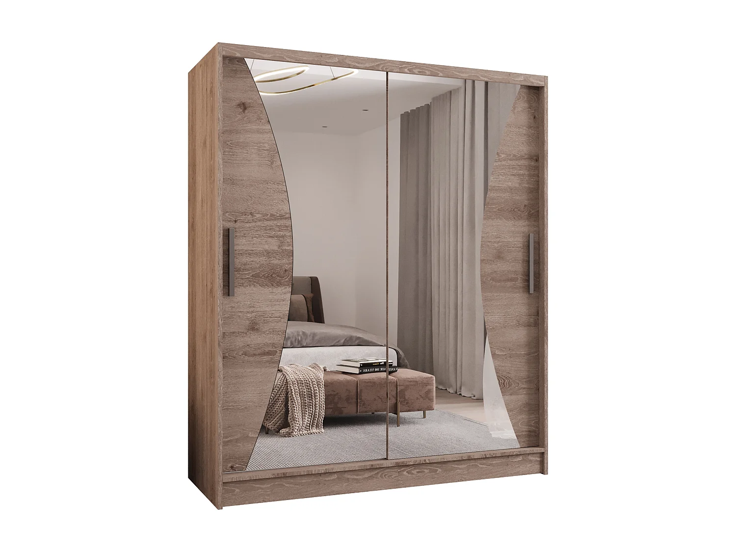 Zweitüriger Schiebeschrank mit Spiegel WIENNA W9 Truffle